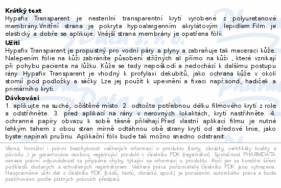 Hypafix Transparent 5cmx10m fóliové krytí role 1ks