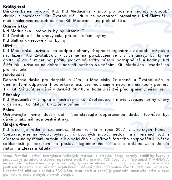 Kitl Medovina+Šláftruňk+Meducínka+Životabu.4x250ml