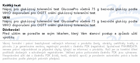 GlucosePro glukózový toleranční test 250ml