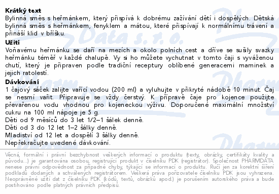 LEROS Dětský bylinný čaj s heřmánkem 20x1.5g