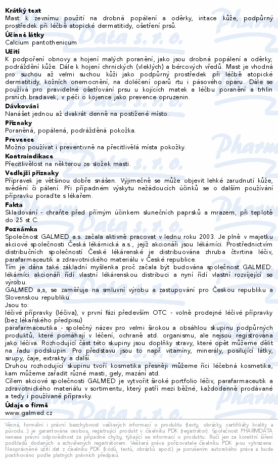 Calcium panthothenicum mast 30g Galmed
