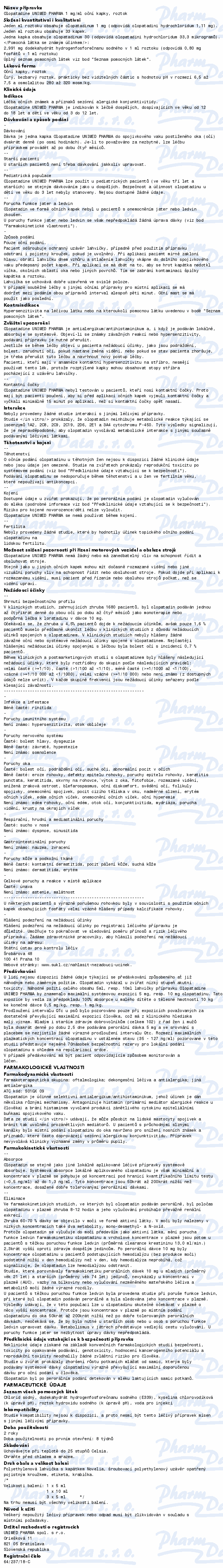 Olopatadine Unimed Pharma 1mg/ml oph.gtt.sol.1x5ml